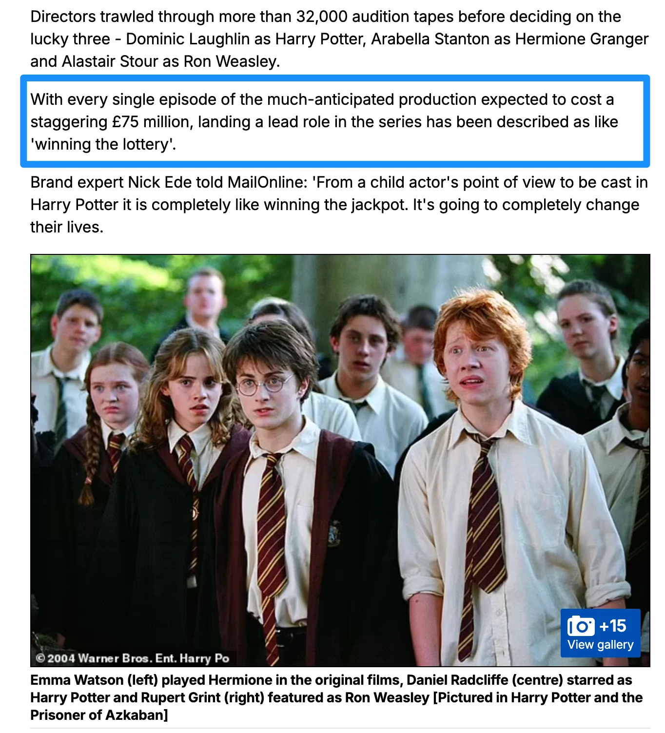 "Harry Potter HBO: Comparativo visual dos maiores orçamentos televisivos da história"
