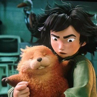 "Filme Pixar: cena cômica de castor preguiçoso e urso selvagem"
