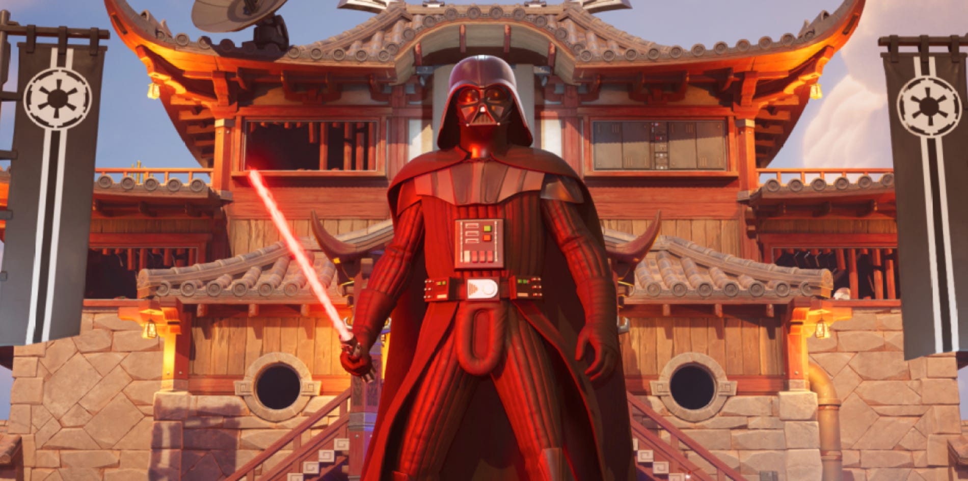 "Darth Vader com IA: Personagem em Fortnite com destaque para sua voz gerada por IA."
