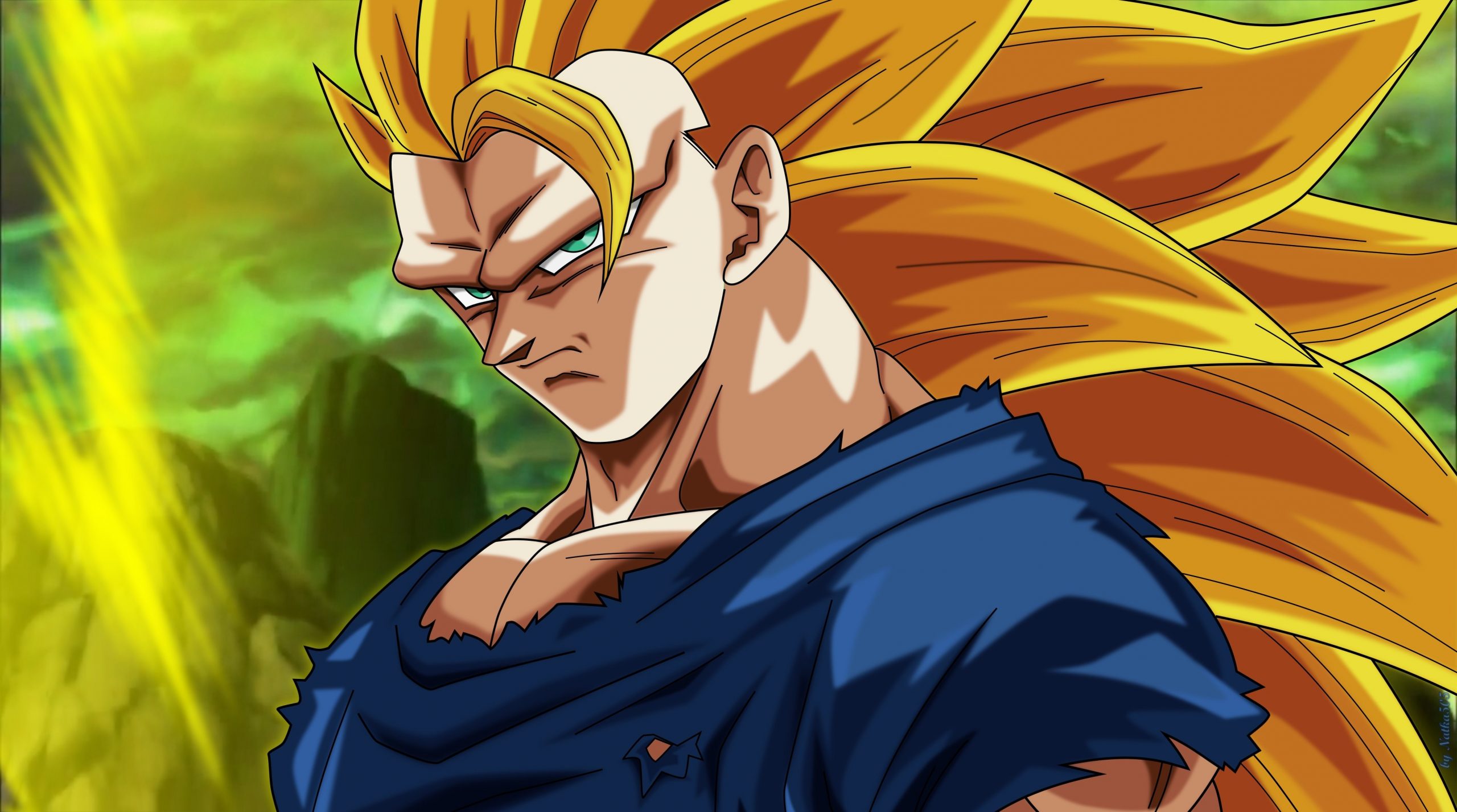 Transformação Super Saiyajin 3 de Goku mostrando consequências físicas em Dragon Ball Z